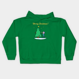 Merry Christmas - Sustainable Tree (Dark Green) Kids Hoodie